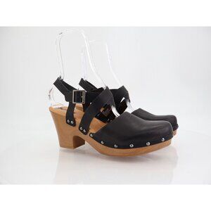 Korks Abloom Strappy Clog Women's 12 Black Studded Platform Heels Faux Leather